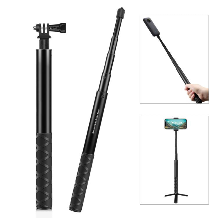 PULUZ 110cm Metal Selfie Stick Monopod with Invisible Adapter Base & Screw for Insta360 One RS / X2 / X3 / X4 / DJI Osmo 360 - HoMEdemic™ 
