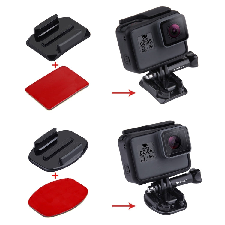 PULUZ 2 PCS Curved Surface Mounts + 2 PCS Flat Surface Mounts + 4 PCS Adhesive Mount Stickers for PULUZ Action Sports Cameras Jaws Flex Clamp Mount for GoPro, Insta360, DJI and Other Action Cameras - HoMEdemic™ 