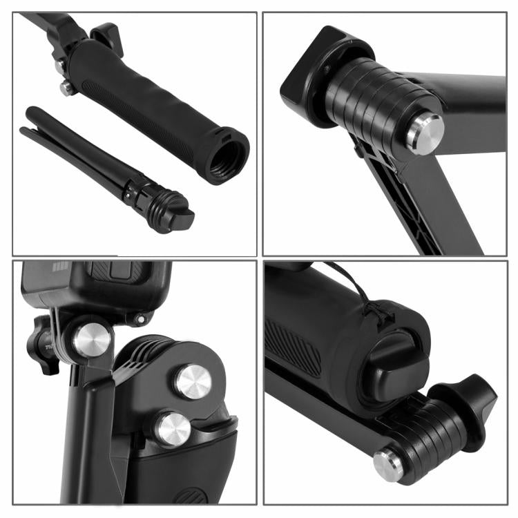 PULUZ 3-Way Grip Foldable Tripod Selfie-stick Extension Monopod for GoPro, Insta360 ONE R, DJI Osmo Action and Other Action Cameras, Length: 20-58cm - HoMEdemic™ 