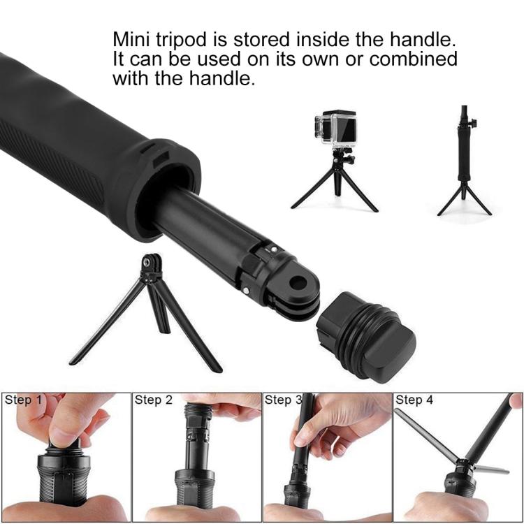 PULUZ 3-Way Grip Foldable Tripod Selfie-stick Extension Monopod for GoPro, Insta360 ONE R, DJI Osmo Action and Other Action Cameras, Length: 20-58cm - HoMEdemic™ 