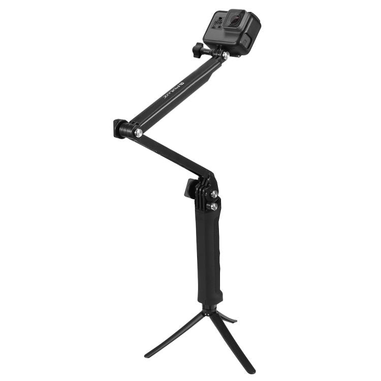 PULUZ 3-Way Grip Foldable Tripod Selfie-stick Extension Monopod for GoPro, Insta360 ONE R, DJI Osmo Action and Other Action Cameras, Length: 20-58cm - HoMEdemic™ 