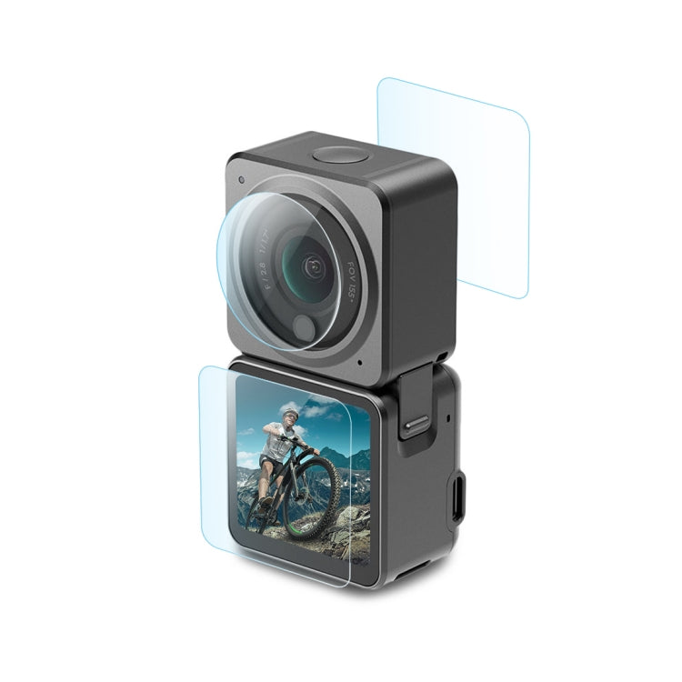 PULUZ 3 in 1 Lens + Front and Back LCD Display 9H 2.5D Tempered Glass Film for DJI Action 2 - HoMEdemic™ 
