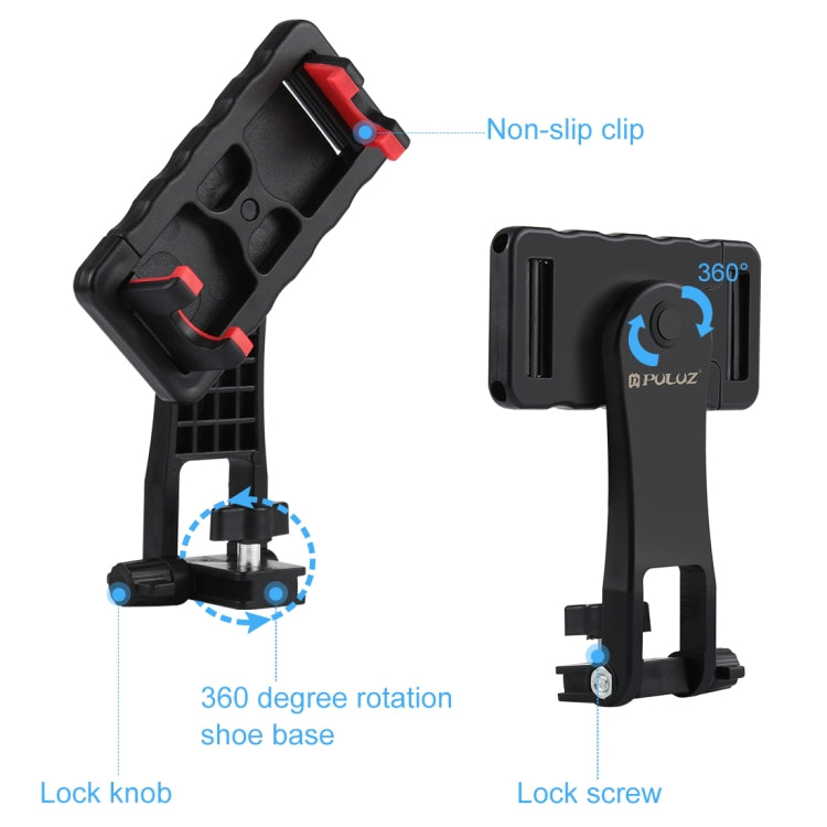 PULUZ 360 Degree Rotating Horizontal Vertical Shooting Phone ABS Clamp Holder Bracket For iPhone, Galaxy, Huawei, Xiaomi, Sony, HTC, Google and other Smartphones (Black) - HoMEdemic™ 