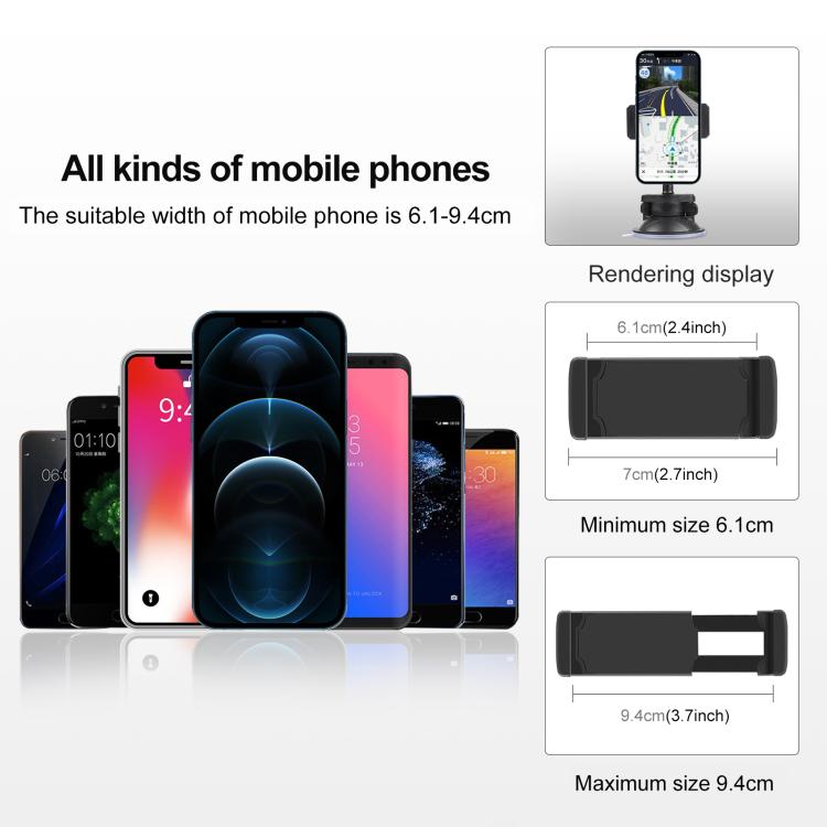 PULUZ 360 Degree Rotating Suction Cup Clamp Holder Bracket For iPhone, Galaxy, Huawei, Xiaomi, Sony, HTC, Google and other Smartphones (Black) - HoMEdemic™ 