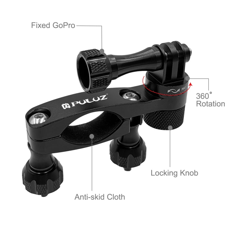 PULUZ 360 Degree Rotation Bike Aluminum Handlebar Adapter Mount with Screw for GoPro, Insta360, DJI and Other Action Cameras(Black) - HoMEdemic™ 