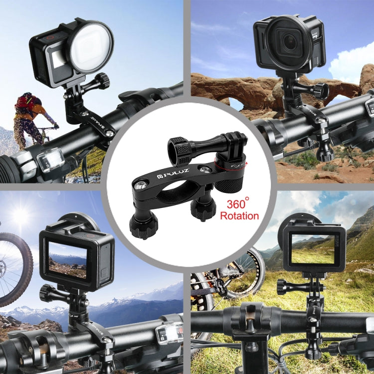 PULUZ 360 Degree Rotation Bike Aluminum Handlebar Adapter Mount with Screw for GoPro, Insta360, DJI and Other Action Cameras(Black) - HoMEdemic™ 