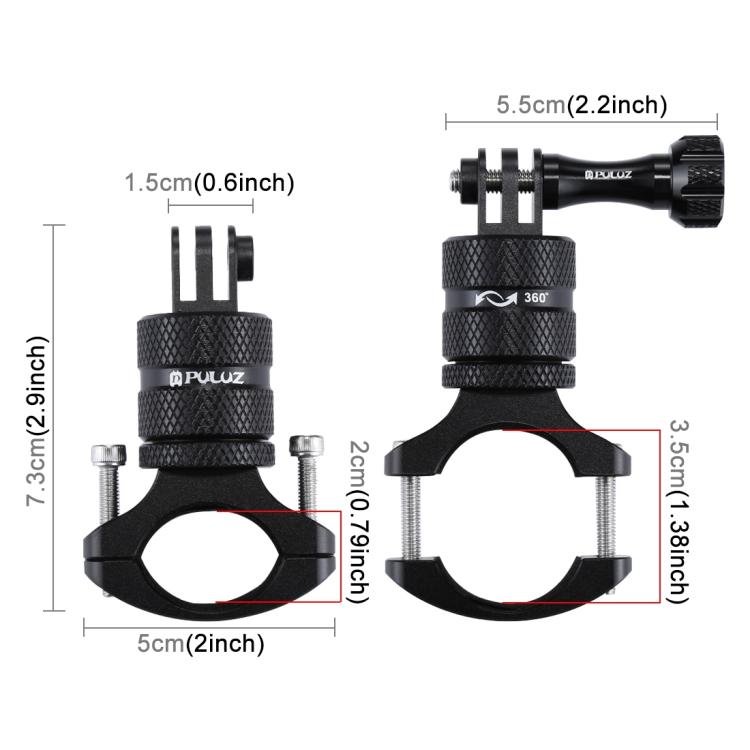 PULUZ 360 Degree Rotation Bike Aluminum Handlebar Adapter Mount with Screw for GoPro, Insta360, DJI and Other Action Cameras(Black) - HoMEdemic™ 