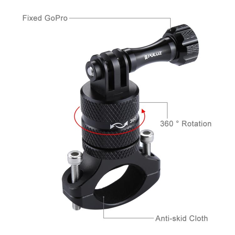 PULUZ 360 Degree Rotation Bike Aluminum Handlebar Adapter Mount with Screw for GoPro, Insta360, DJI and Other Action Cameras(Black) - HoMEdemic™ 