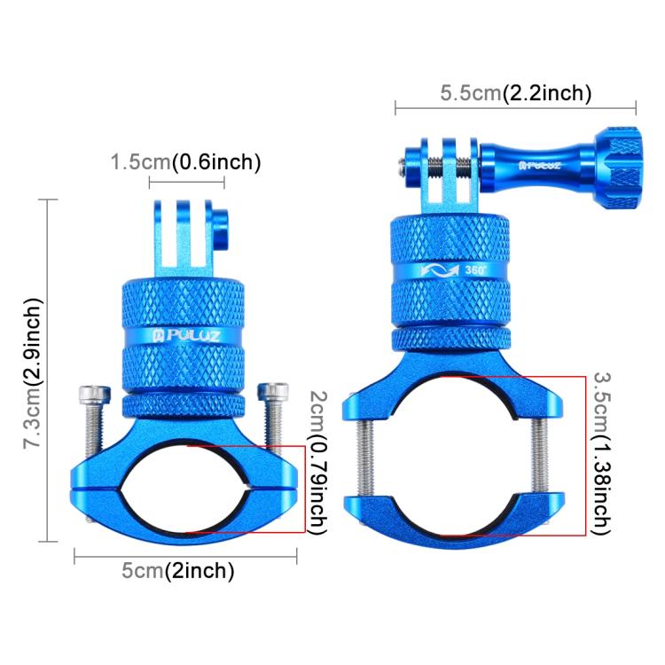 PULUZ 360 Degree Rotation Bike Aluminum Handlebar Adapter Mount with Screw for GoPro, Insta360, DJI and Other Action Cameras(Blue) - HoMEdemic™ 