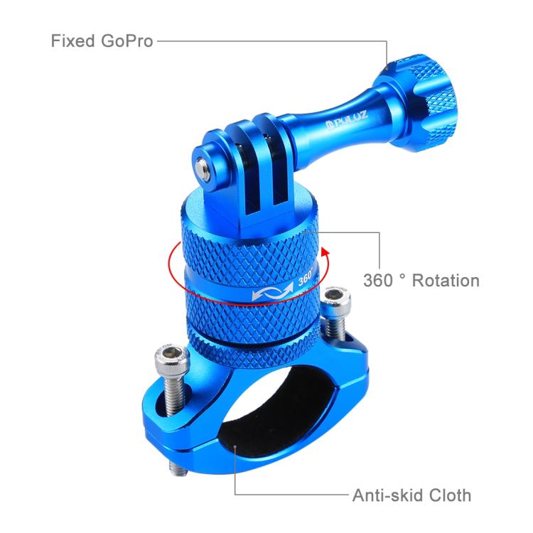 PULUZ 360 Degree Rotation Bike Aluminum Handlebar Adapter Mount with Screw for GoPro, Insta360, DJI and Other Action Cameras(Blue) - HoMEdemic™ 