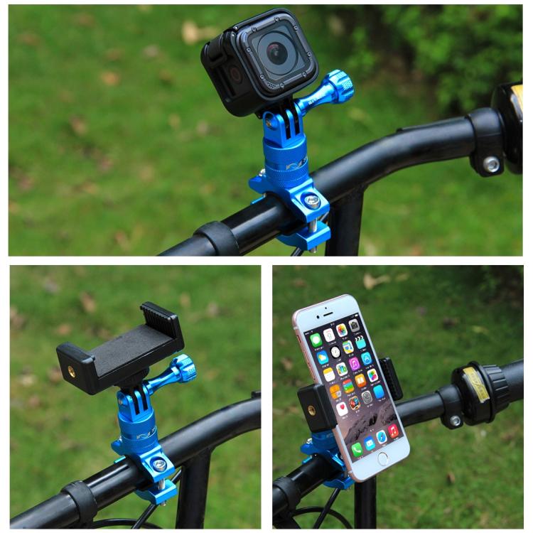 PULUZ 360 Degree Rotation Bike Aluminum Handlebar Adapter Mount with Screw for GoPro, Insta360, DJI and Other Action Cameras(Blue) - HoMEdemic™ 