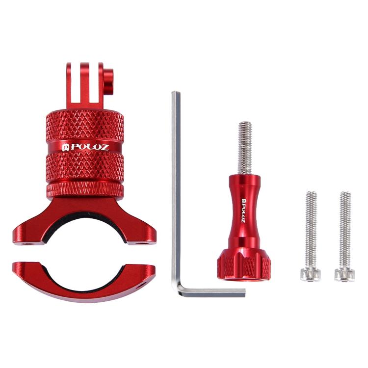 PULUZ 360 Degree Rotation Bike Aluminum Handlebar Adapter Mount with Screw for GoPro, Insta360, DJI and Other Action Cameras(Red) - HoMEdemic™ 