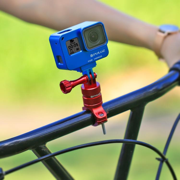 PULUZ 360 Degree Rotation Bike Aluminum Handlebar Adapter Mount with Screw for GoPro, Insta360, DJI and Other Action Cameras(Red) - HoMEdemic™ 
