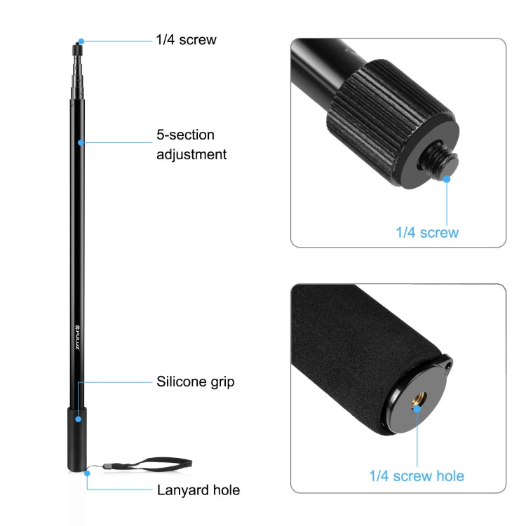PULUZ 3m Metal Selfie Stick Monopod  for Insta360 One RS / X2 / X3 / X4 / DJI Osmo 360 (Black) - HoMEdemic™ 