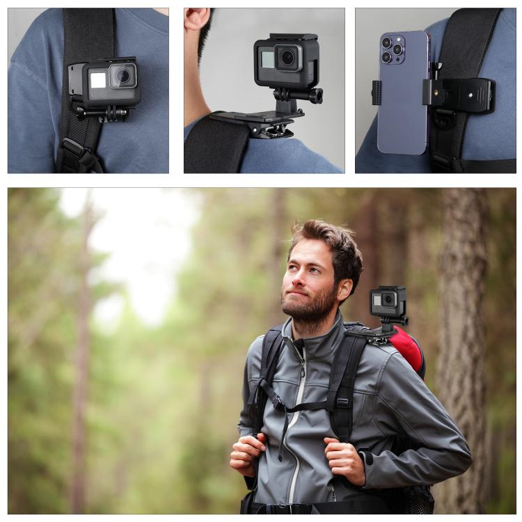 PULUZ 4 in 1 360 Degree Rotating Backpack Hat QR Clip Rec-mounts with Phone Clamp Kit - HoMEdemic™ 