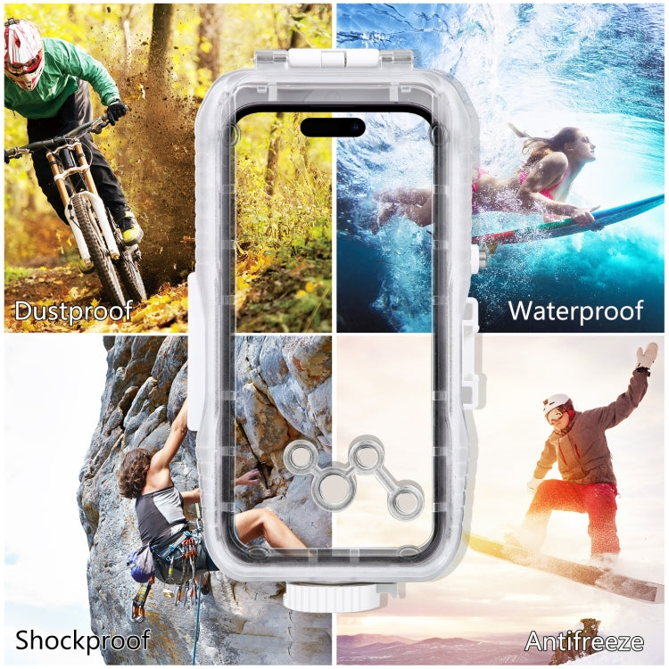 PULUZ 40m/130ft Waterproof Diving Case for iPhone 15 Pro Max / 15 Plus / 14 Plus / 14 Pro Max / 13 Pro Max / 12 Pro Max / 11 Pro Max, with One-way Valve Photo Video Taking Underwater Housing Cover(White) - HoMEdemic™ 