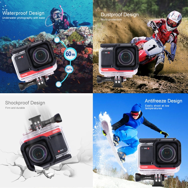 PULUZ 60m Underwater Depth Diving Case Waterproof Camera Housing for Insta360 ONE R 4K Wide-angle Edition(Transparent) - HoMEdemic™ 
