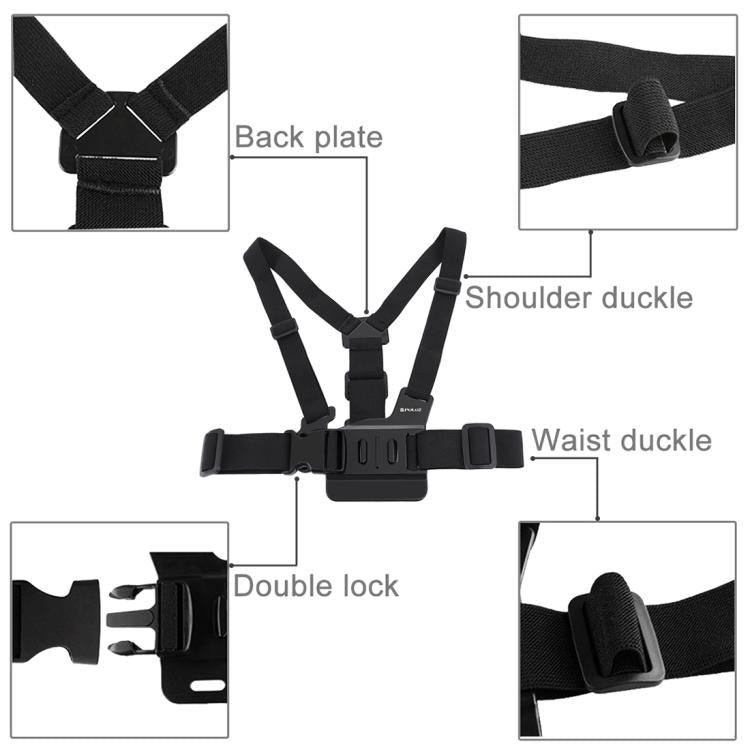 PULUZ Adjustable Body Mount Belt Chest Strap with J Hook Mount & Long Screw for GoPro, Insta360, DJI and Other Action Cameras - HoMEdemic™ 