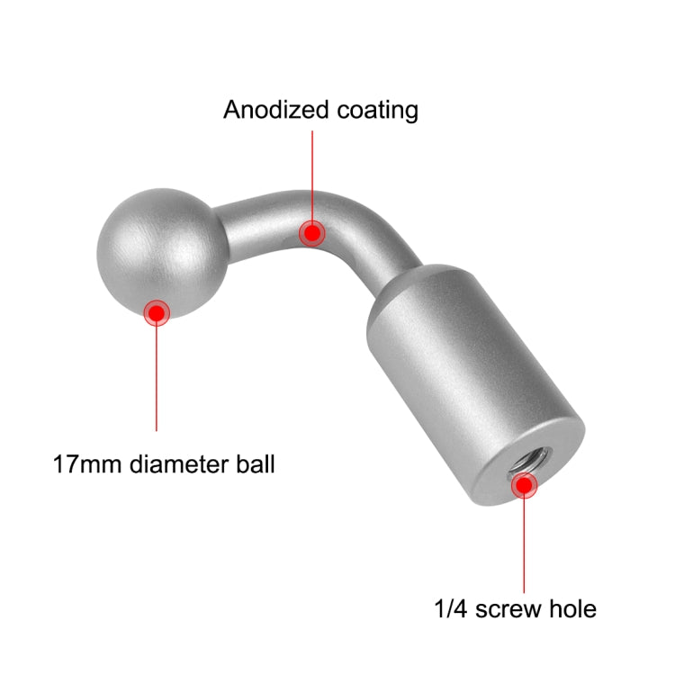 PULUZ Aluminum Alloy 17mm Ball Head Bracket Base Adapter (Silver) - HoMEdemic™ 