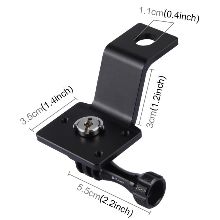 PULUZ Aluminum Alloy Motorcycle Fixed Holder Mount with Tripod Adapter & Screw for GoPro, Insta360, DJI and Other Action Cameras(Black) - HoMEdemic™ 
