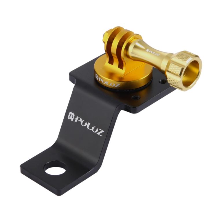 PULUZ Aluminum Alloy Motorcycle Fixed Holder Mount with Tripod Adapter & Screw for GoPro, Insta360, DJI and Other Action Cameras(Gold) - HoMEdemic™ 