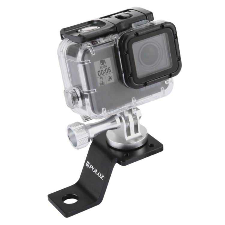 PULUZ Aluminum Alloy Motorcycle Fixed Holder Mount with Tripod Adapter & Screw for GoPro, Insta360, DJI and Other Action Cameras(Silver) - HoMEdemic™ 