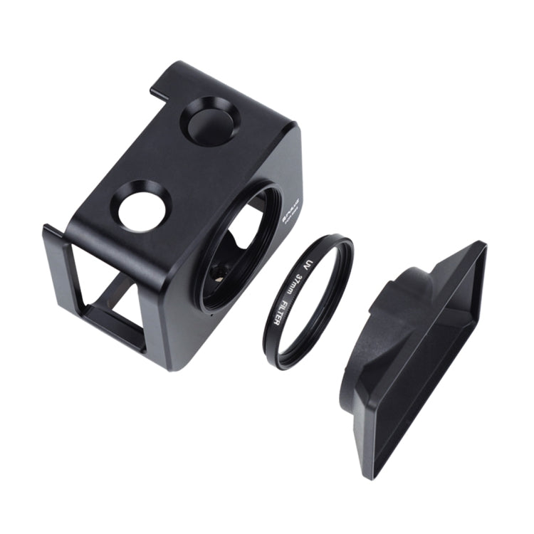 PULUZ Aluminum Alloy Protective Cage + 37mm UV Filter Lens + Lens Sunshade with Screws and Screwdrivers for Sony RX0 / RX0 II(Black) - HoMEdemic™ 