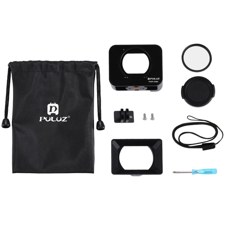 PULUZ Aluminum Alloy Protective Cage + 37mm UV Filter Lens + Lens Sunshade with Screws and Screwdrivers for Sony RX0 / RX0 II(Black) - HoMEdemic™ 