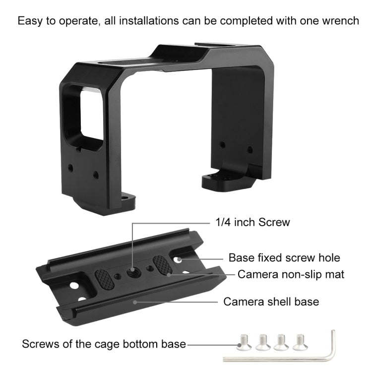 PULUZ Aluminum alloy Frame Mount Protective Case Cage with Cold Shoe Base Slot & Tripod Base Adapter for Insta360 One R(Black) - HoMEdemic™ 