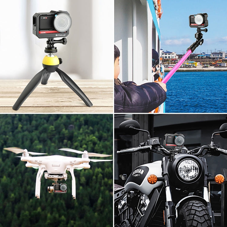 PULUZ Aluminum alloy Frame Mount Protective Case Cage with Cold Shoe Base Slot & Tripod Base Adapter for Insta360 One R(Black) - HoMEdemic™ 