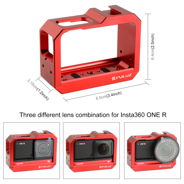 PULUZ Aluminum alloy Frame Mount Protective Case Cage with Cold Shoe Base Slot & Tripod Base Adapter for Insta360 One R(Red) - HoMEdemic™ 