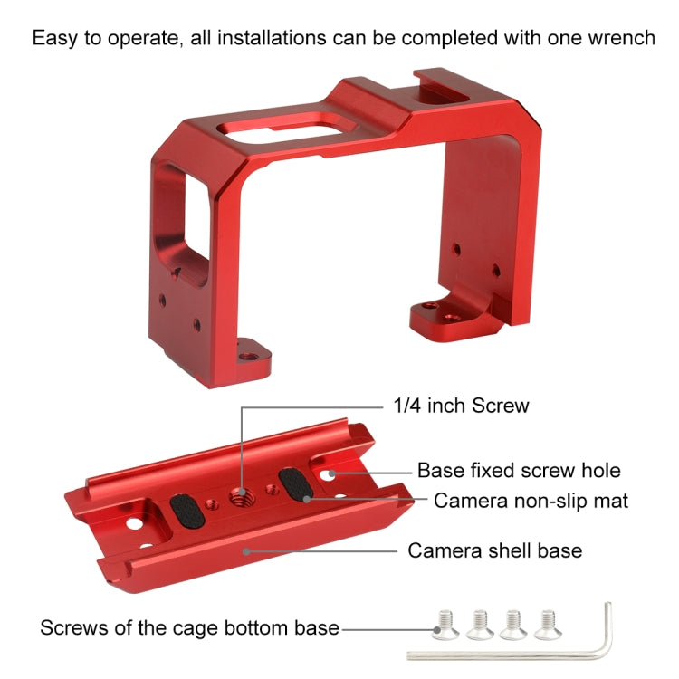 PULUZ Aluminum alloy Frame Mount Protective Case Cage with Cold Shoe Base Slot & Tripod Base Adapter for Insta360 One R(Red) - HoMEdemic™ 