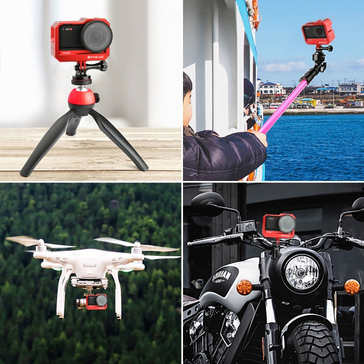 PULUZ Aluminum alloy Frame Mount Protective Case Cage with Cold Shoe Base Slot & Tripod Base Adapter for Insta360 One R(Red) - HoMEdemic™ 