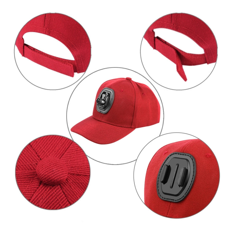 PULUZ Baseball Hat with J-Hook Buckle Mount & Screw for GoPro, DJI OSMO Action and Other Action Cameras(Red) - HoMEdemic™ 