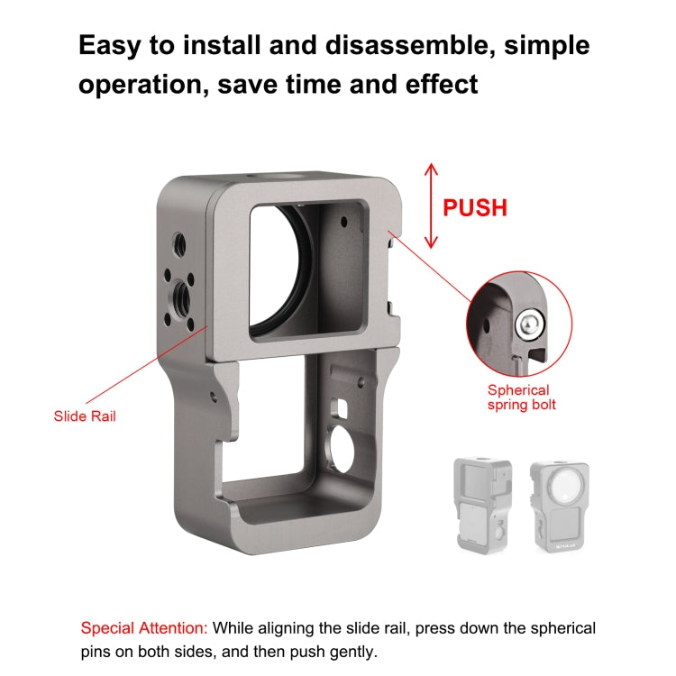 PULUZ CNC Aluminum Alloy Cage for DJI Action 2(Titanium Color) - HoMEdemic™ 