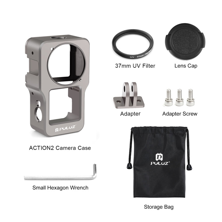 PULUZ CNC Aluminum Alloy Cage for DJI Action 2(Titanium Color) - HoMEdemic™ 