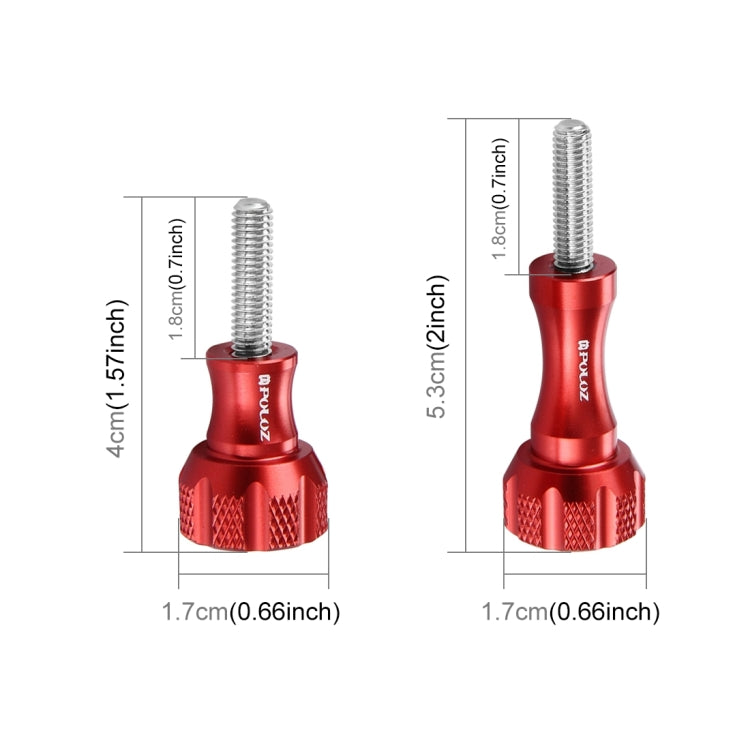 PULUZ CNC Aluminum Thumb Knob Stainless Bolt Nut Screw Set for GoPro, Insta360, DJI and Other Action Cameras(Red) - HoMEdemic™ 