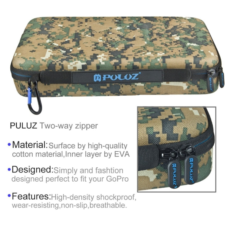 PULUZ Camouflage Pattern Waterproof Carrying and Travel Case for for GoPro, Insta360, DJI and Other Action Cameras Accessories, Large Size: 32cm x 22cm x 7cm - HoMEdemic™ 