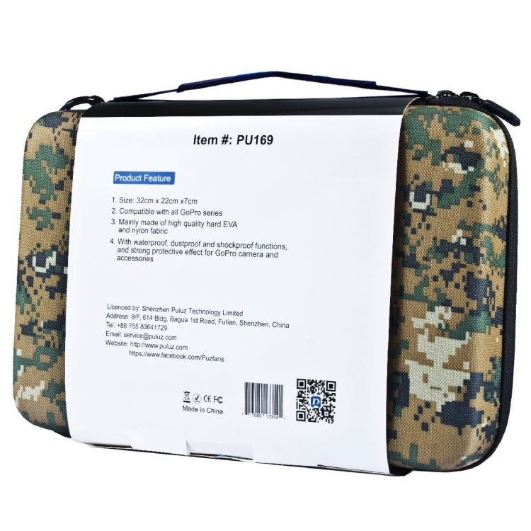 PULUZ Camouflage Pattern Waterproof Carrying and Travel Case for for GoPro, Insta360, DJI and Other Action Cameras Accessories, Large Size: 32cm x 22cm x 7cm - HoMEdemic™ 