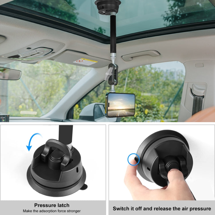 PULUZ Car Suction Cup Arm Mount Phone Tablet Magnetic Holder with Phone Clamp (Black) - HoMEdemic™ 