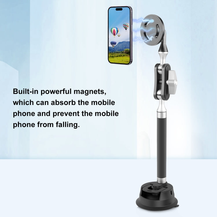 PULUZ Car Suction Cup Arm Mount Phone Tablet Magnetic Holder with Phone Clamp (Black) - HoMEdemic™ 