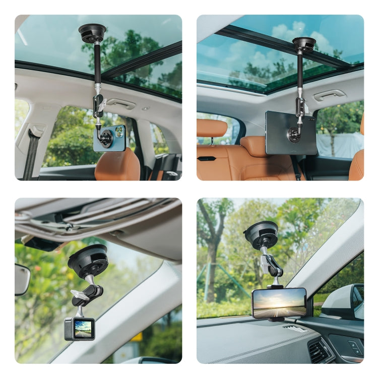 PULUZ Car Suction Cup Arm Mount Phone Tablet Magnetic Holder with Phone Clamp (Black) - HoMEdemic™ 