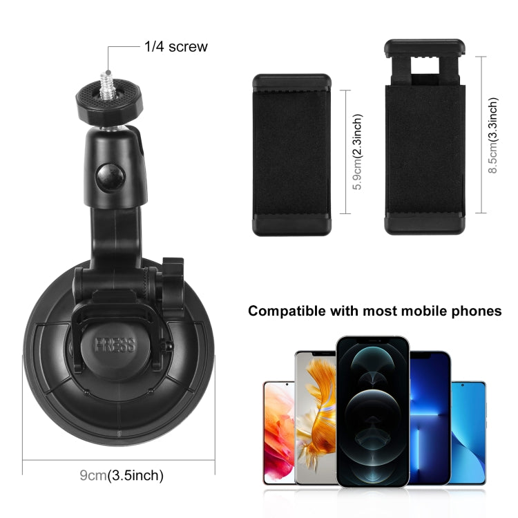 PULUZ Car Suction Cup Mount with Phone Clamp / Screw / Tripod Adapter - HoMEdemic™ 