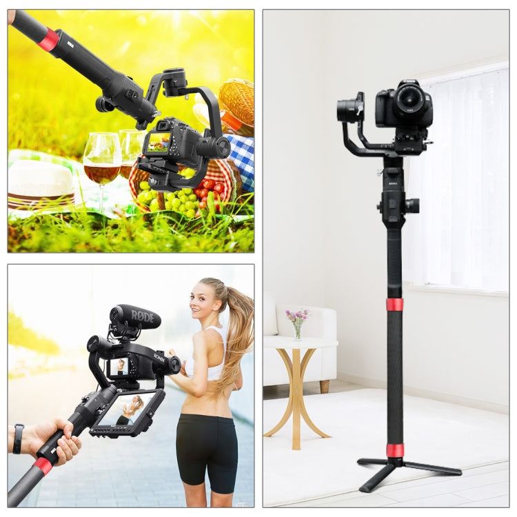 PULUZ Carbon Fiber Extension Monopod Pole Rod Extendable Stick for DJI / MOZA / Feiyu V2 / Zhiyun G5 / SPG Gimbal, Length: 35cm(Red) - HoMEdemic™ 