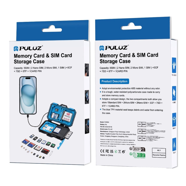 PULUZ Card Reader + 22 in 1 Memory Card Case for 1Standard SIM + 2Micro-SIM + 2Nano-SIM + 3CF + 7SD + 6TF + 1CARD PIN - HoMEdemic™ 