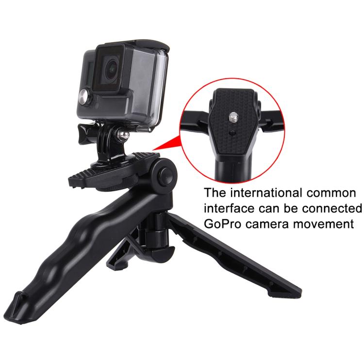 PULUZ Grip Folding Tripod Mount with Adapter & Screws for GoPro, Insta360, DJI and Other Action Cameras, Load Max: 2kg(Black) - HoMEdemic™ 