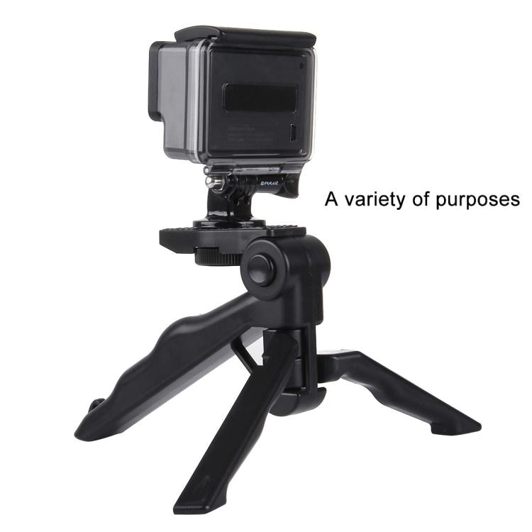 PULUZ Grip Folding Tripod Mount with Adapter & Screws for GoPro, Insta360, DJI and Other Action Cameras, Load Max: 2kg(Black) - HoMEdemic™ 