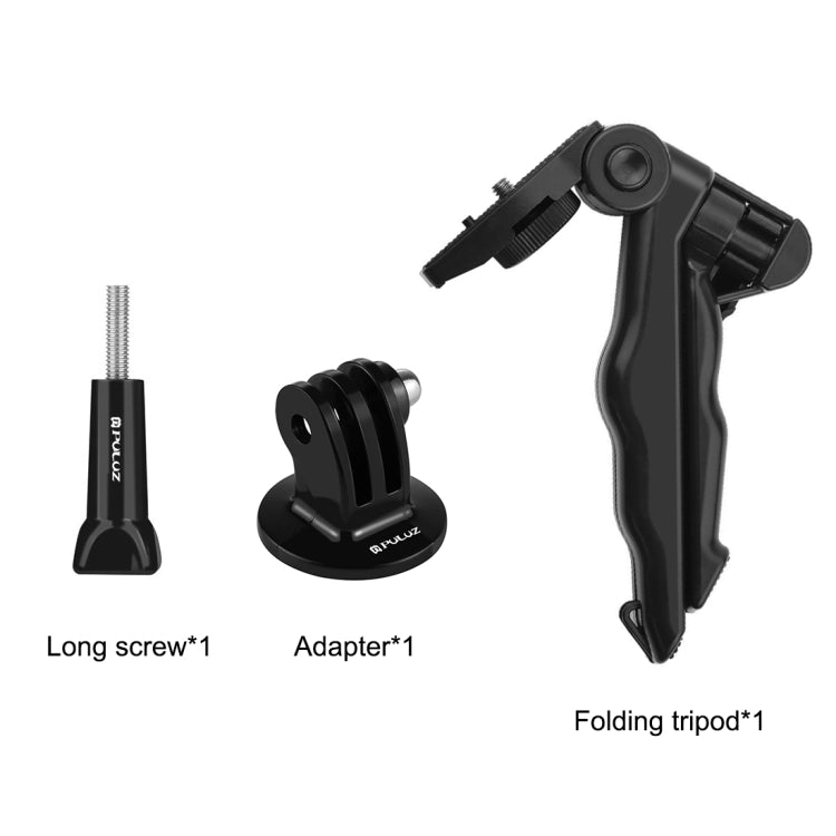 PULUZ Grip Folding Tripod Mount with Adapter & Screws for GoPro, Insta360, DJI and Other Action Cameras, Load Max: 2kg(Black) - HoMEdemic™ 