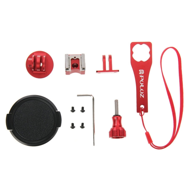 PULUZ Housing Shell CNC Aluminum Alloy Protective Cage Kit with Metal Wrench & Lens Cap & Screw & Tripod Adapter for GoPro HERO5 Session /HERO4 Session /HERO Session(Red) - HoMEdemic™ 