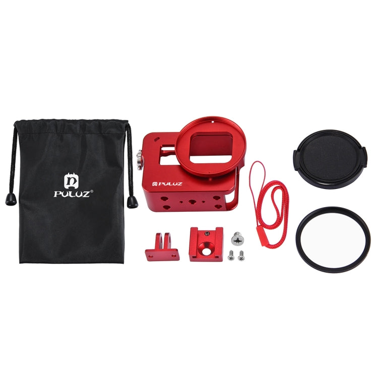 PULUZ Housing Shell CNC Aluminum Alloy Protective Cage with 52mm UV Lens for GoPro HERO(2018) /7 Black /6 /5(Red) - HoMEdemic™ 